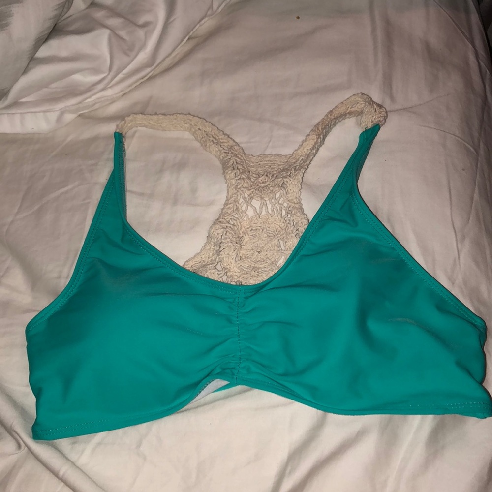 Teal crotchet bikini top